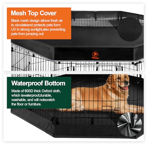 PJYuCien Dog Playpen - Metal Foldable Exercise Pen with Bottom Pad for Small Medium Pets C352