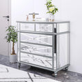 DWVO Silver Mirrored 5 Drawer Dressers for Bedroom, 35" Accent Chest with Drawers, with 5 Storage Drawers and Wood Legs, Fully Assembled Mirrored Nightstand for Bedroom, Living Room