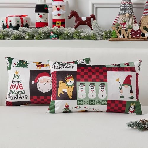 UGASA Star Christmas Decorative Pillow Covers 18x18 Inch Set of 2 Dark Green Q9265