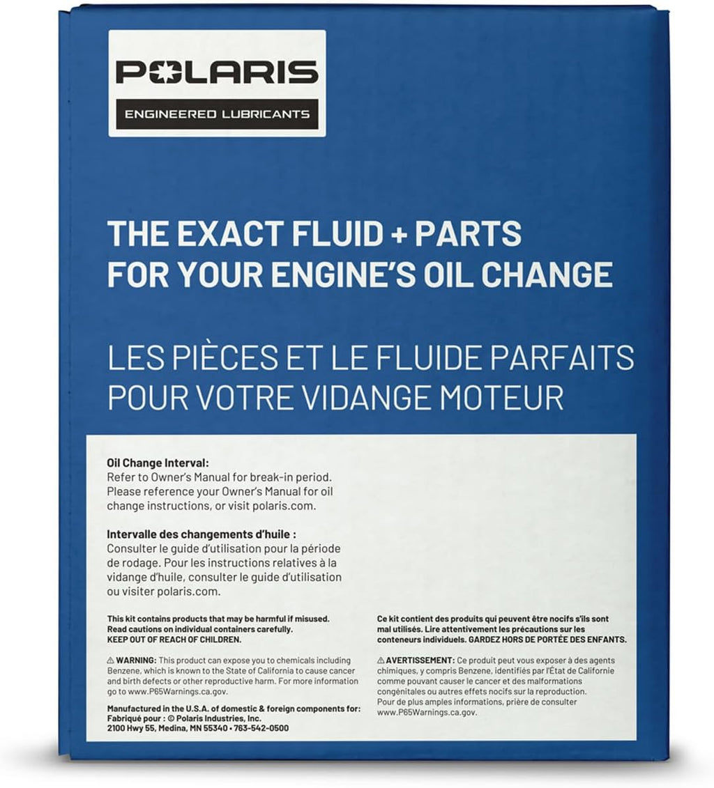 Polaris PS4 Oil Change Kit for RANGER, GENERAL, RZR Models, 0W-50 Synthetic Oil, Filter, Washer P748