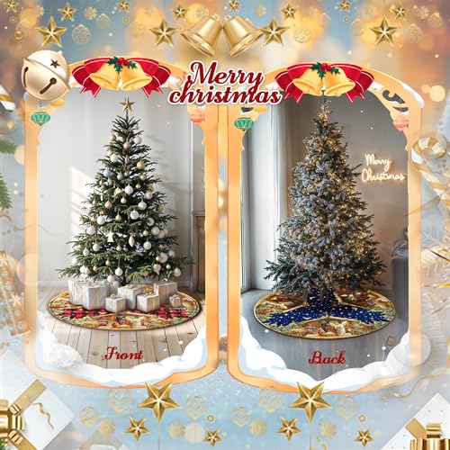 Christmas Tree Skirt 36 Inch with Snowman Reindeer Santa Snowflake L183244
