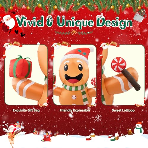 B&D 12FT Giant Christmas Inflatables Snowman Outdoor Decorations with Rotating LED Lights B36000
