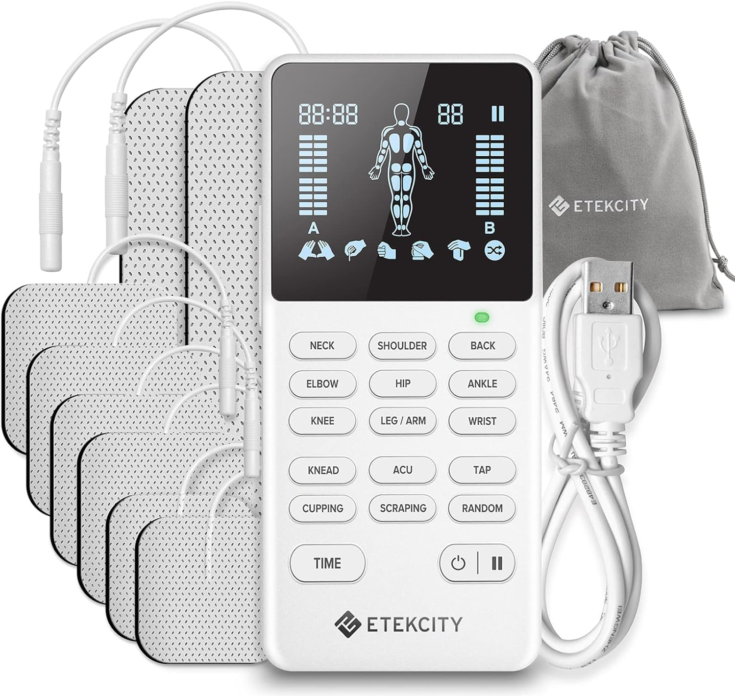 Etekcity 4-Channel Rechargeable TENS Unit, Muscle Stimulator, FSA