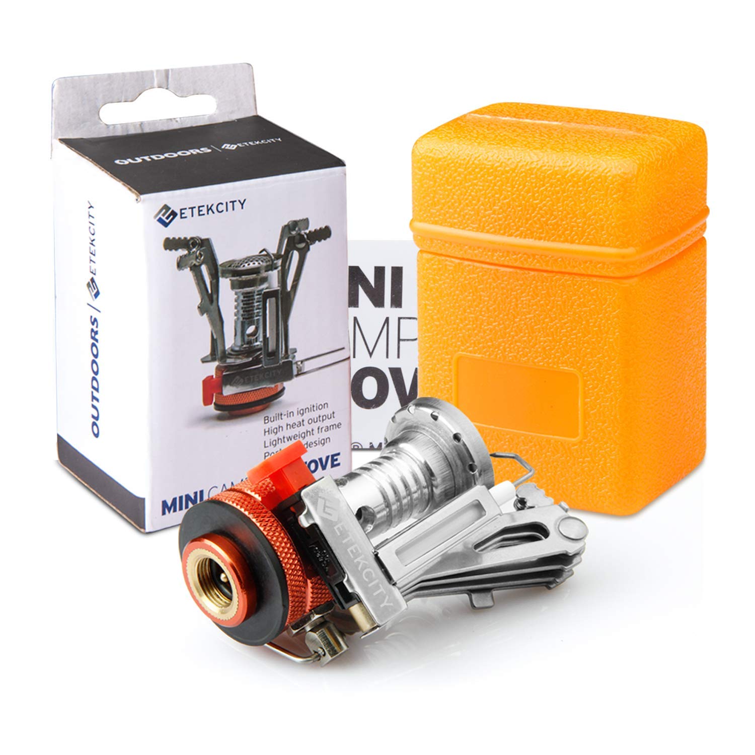 Etekcity Ultralight Portable Outdoor Backpacking Camping Stove with Piezo Ignition (Orange, 1 Pack)