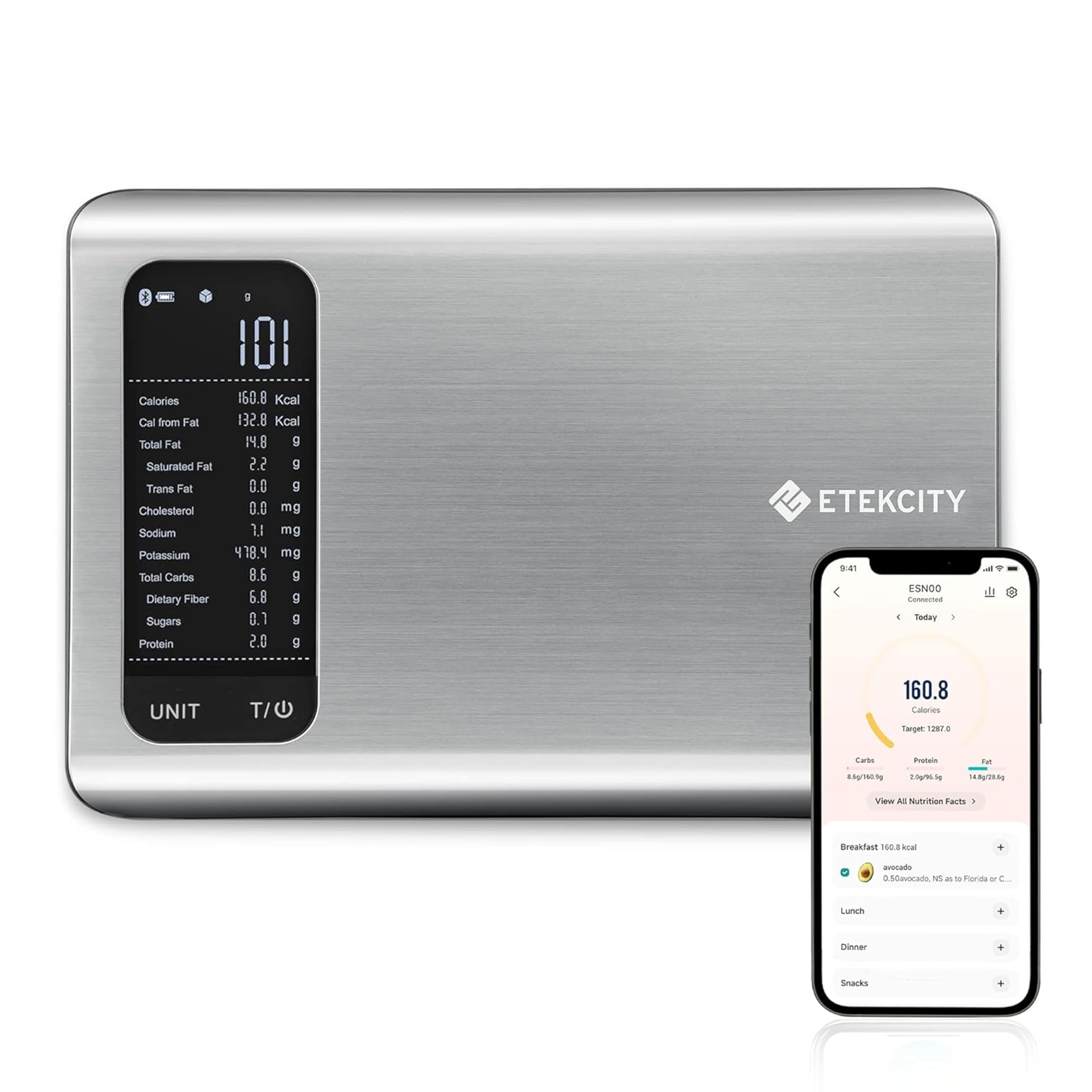 Etekcity Food Kitchen Scale with Nutritional Calculator, Smart App, 11lb
