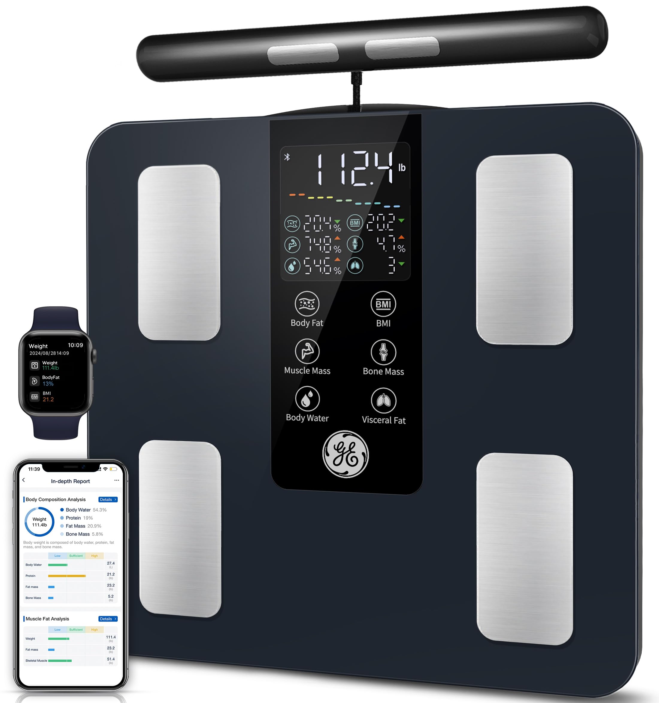 GE Smart Scale for Body Weight: Full Body Composition Analyzer, 50+ Metrics