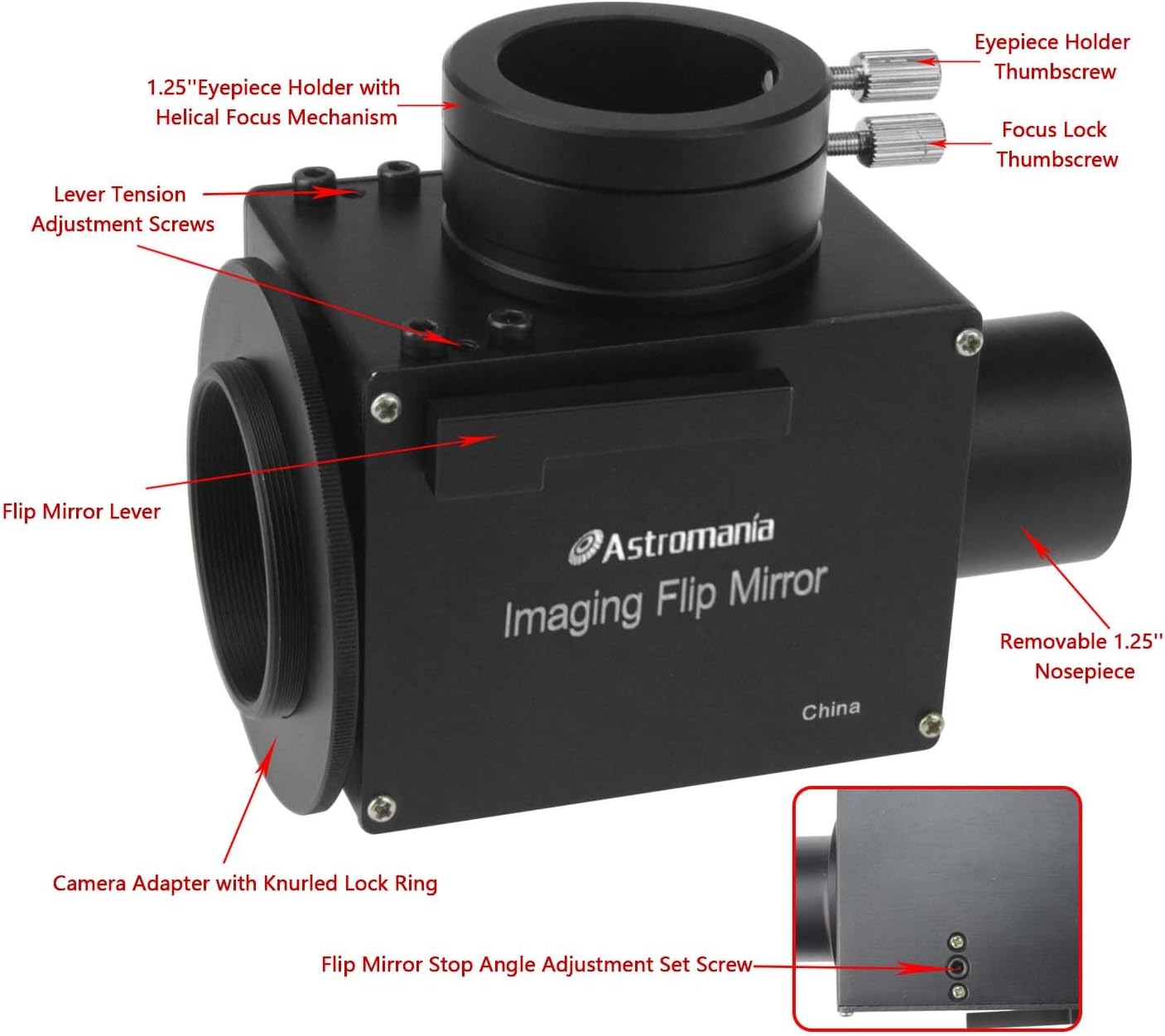 Astromania 1.25" Astrophotography Flip Mirror H989