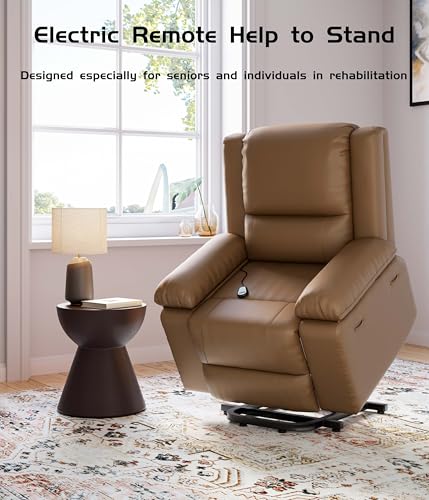 GarveeHome Power Lift Recliner Chair with Heat and Massage, Faux PU, for Elderly I162