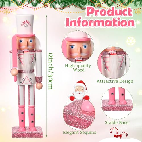 Huwena 2Pcs Christmas Nutcracker Soldier Wooden Figure Decor 12'' Z474