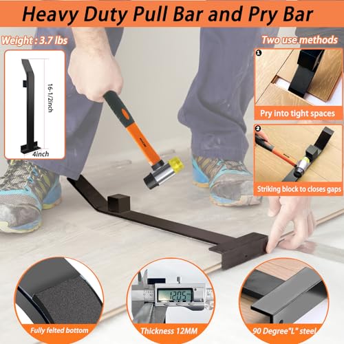 NAACOO Laminate & Vinyl Flooring Installation Kit with Tapping Block, Pull Bar, Spacers & Mallet V9148