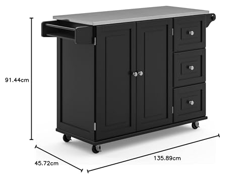 homestyles Mobile Kitchen Island Cart with Stainless Steel Top, Sage Green J6213