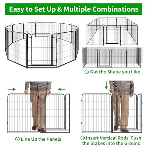 Dog Playpen Outdoor Extra Wide 12 Panels Heavy Duty 40" Height with Doors Portable G77703