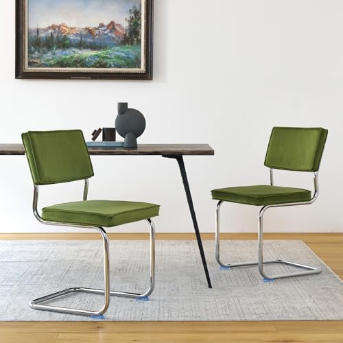 Velvet Dining Chairs with Chrome Metal Legs, Orange, 4PCS A120