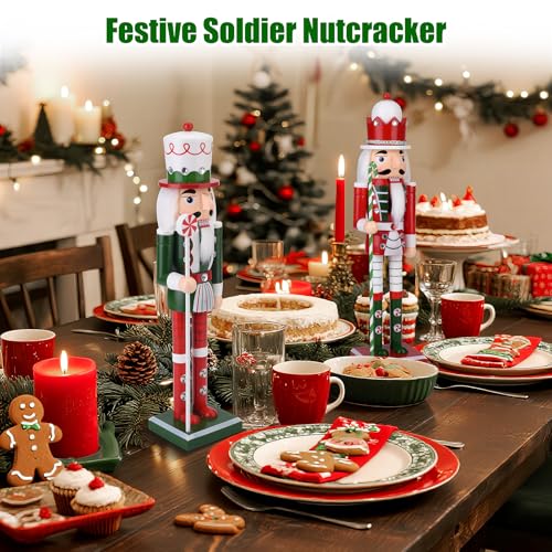 Wooden Christmas Soldier Nutcracker Decorations 15 Inch Green P2656