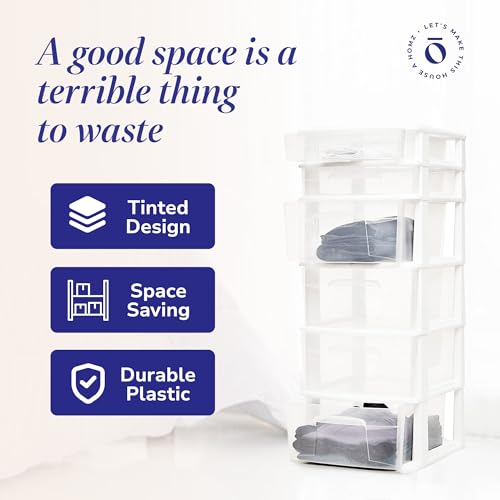 HOMZ Drawer Tower 6-Tier Clear Plastic Storage Organizer Cart, White Frame M699167