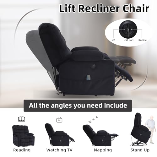 Phoenix Home Large Power Lift Recliner with Massage and Heat for Elderly, Brown O77713