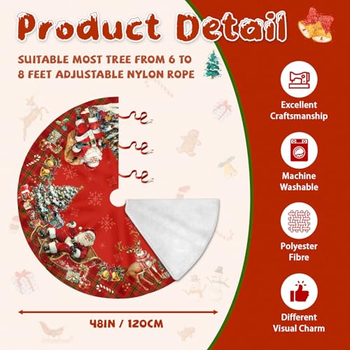 Christmas Tree Skirt 36 Inch with Snowman Reindeer Santa Snowflake L183244