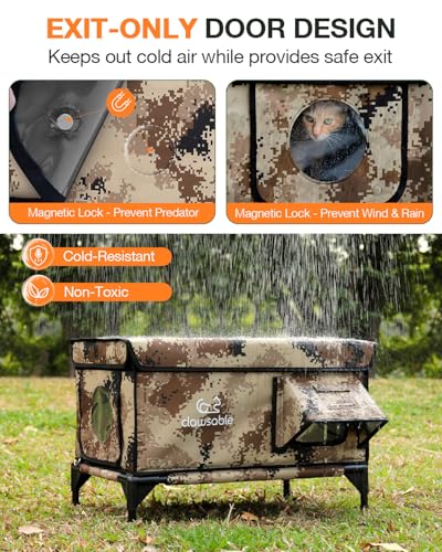 Heated Cat House for Outside Winter, Waterproof Insulated Outdoor Cat Shelter with Heater, Forest Green A129
