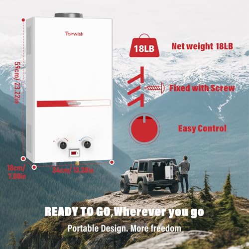 Propane Tankless Water Heater 10L Portable for Camping, RV Shower G99362