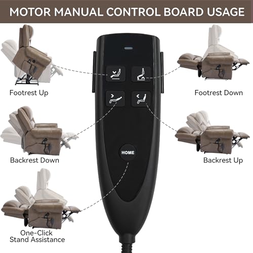 Dual Motor Power Lift Recliner Chair with Massage and Heat, Faux Leather, Brown V8458