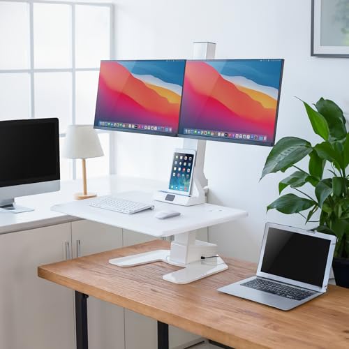 Mount-It! Electric Standing Desk Converter - Motorized Sit-Stand Desk Riser with Monitor Mount, 32" V46023