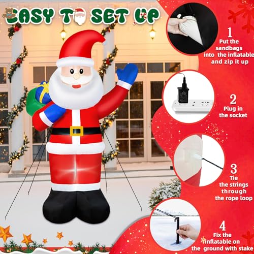 B&D 12FT Giant Christmas Inflatables Snowman Outdoor Decorations with Rotating LED Lights B36000