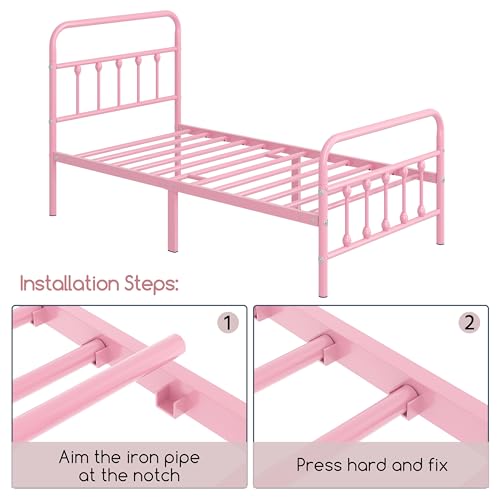 Yaheetech Classic Metal Platform Bed Frame with Victorian Headboard, Full Size Black T81083