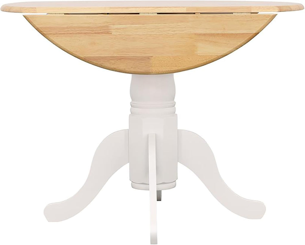 Natural Brown and White Round Drop Leaf Dining Table V2999