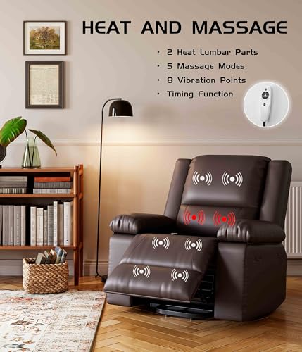 GarveeHome Power Lift Recliner Chair with Heat and Massage, Faux PU, for Elderly I162