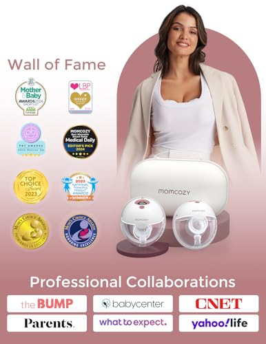 Momcozy M5 Hands-Free Wearable Breast Pump, Double-Sealed Flange, 3 Modes & 9 Suction Levels, 24mm, 2-Pack Quill Gray Z371714