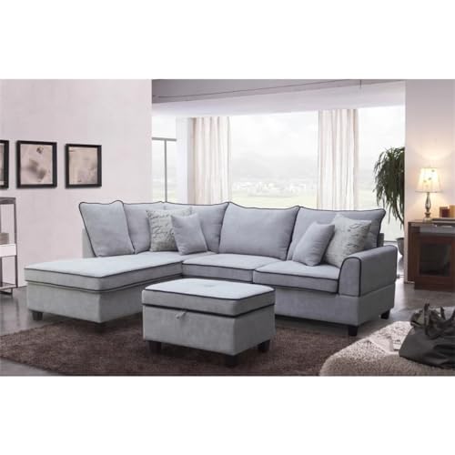 Light Gray Fabric Sectional Sofa with Left-Facing Chaise X1934