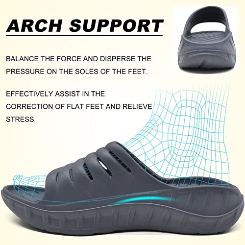 KuaiLu Men's Recovery Sandals Orthotic Cushion Open Toe Sport Slides D332788