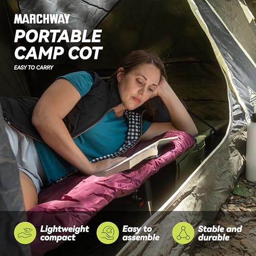 MARCHWAY Lightweight Folding Tent Camping Cot Bed with Lever Lock, Portable, 330Lbs (Black) R945221