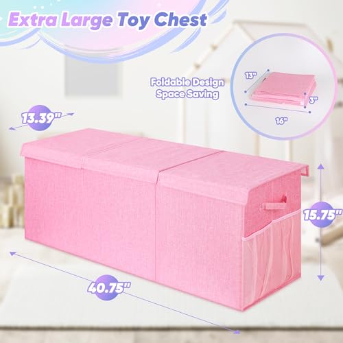 Extra Large Collapsible Toy Box with Lids, Gray P45959