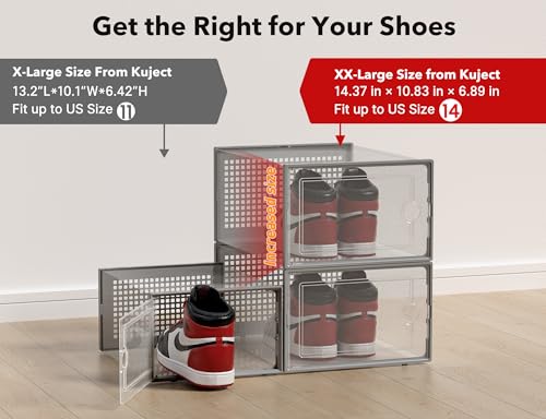 Kuject X-Large Clear Plastic Stackable Shoe Storage Boxes, 12 Pack, Blue Y142131