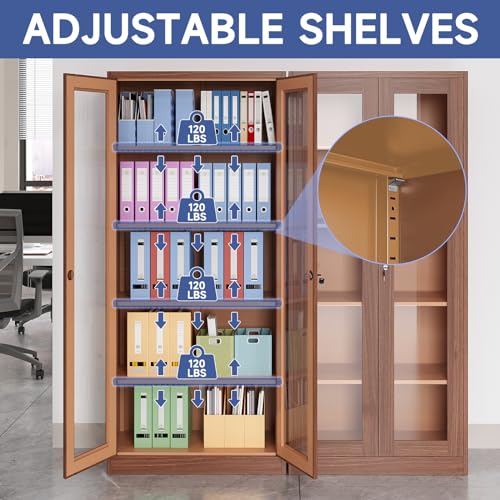 Metal Storage Cabinet with Doors and Shelves, 71" Locking Steel, White L799