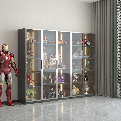 Display Cabinet with Light Strips, 5 Shelves, Glass Door, Floor Standing V67780