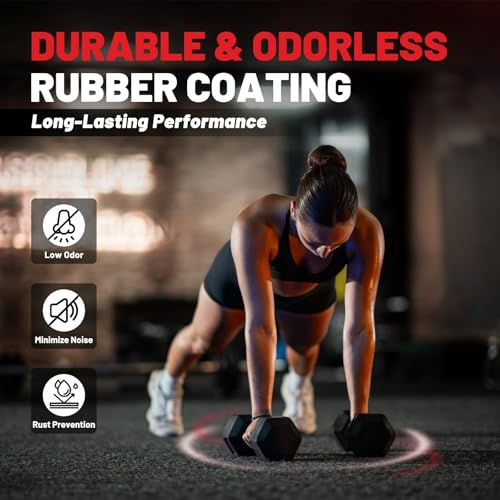 PAPABABE Hex Dumbbell Set with Rack, Rubber Coated, 60-550lb Z952579