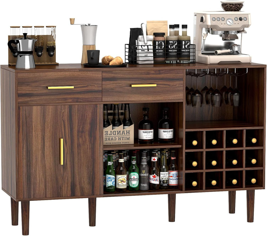 wanan 52" Rustic Wine Bar Cabinet with Storage X86791