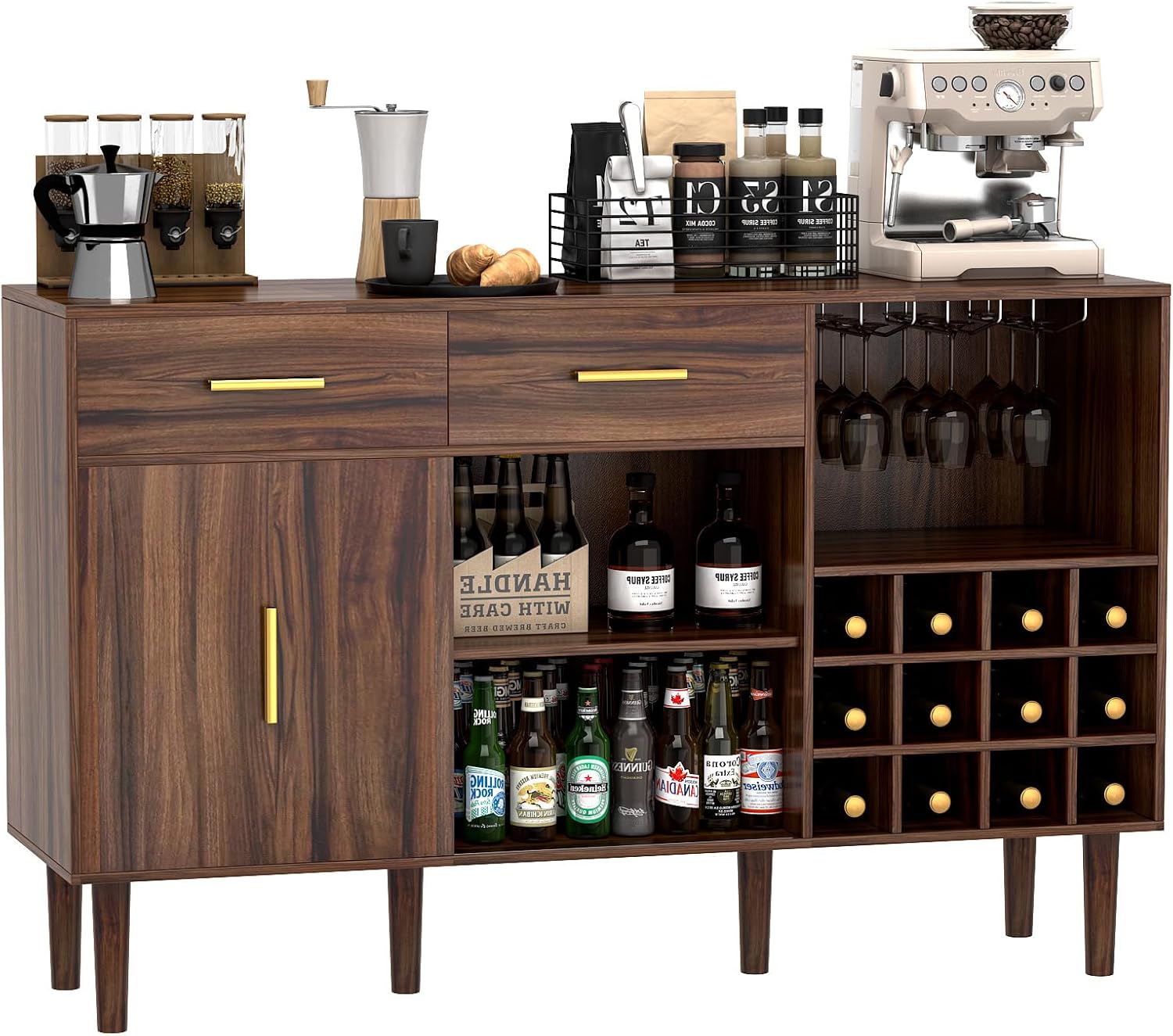 wanan 52" Rustic Wine Bar Cabinet with Storage X86791