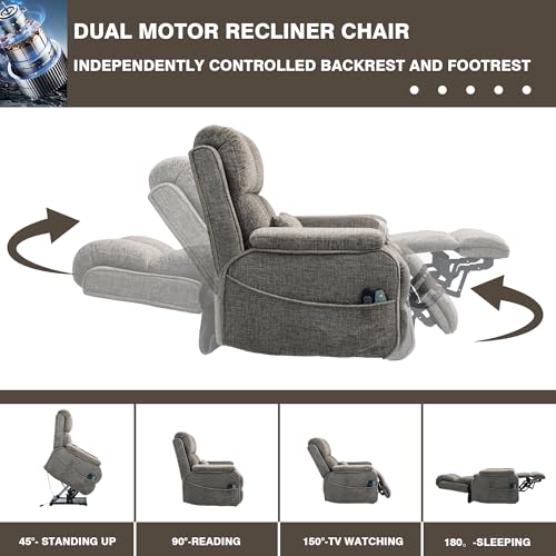 Lift Chair Recliner with Massage and Heat, Heavy Duty for Seniors, Brown V12888