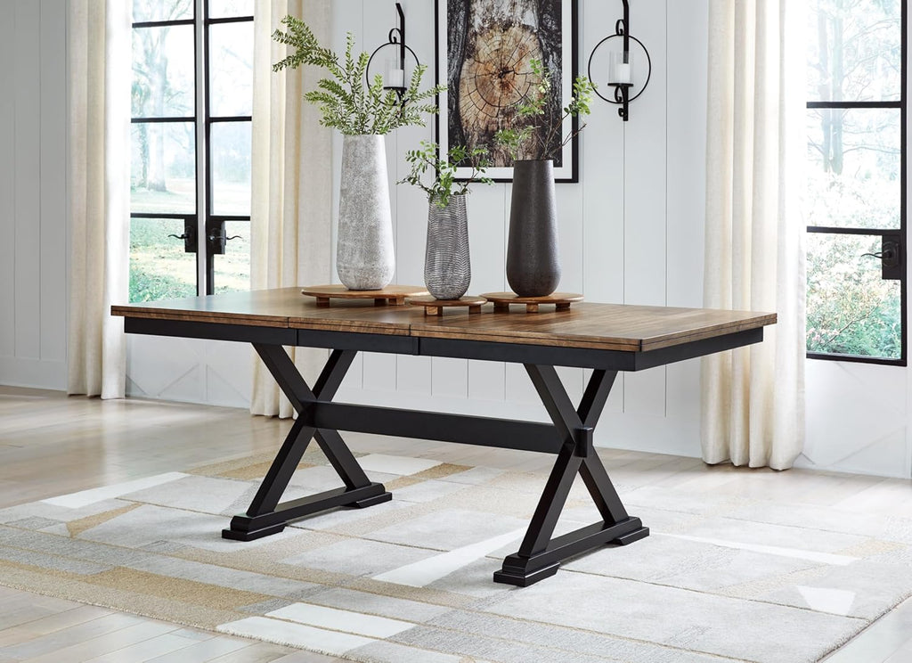 Signature Design by Ashley Wildenauer Dining Extension Table, 78" W x 40" D x 30" H, Black & Dark Brown O936