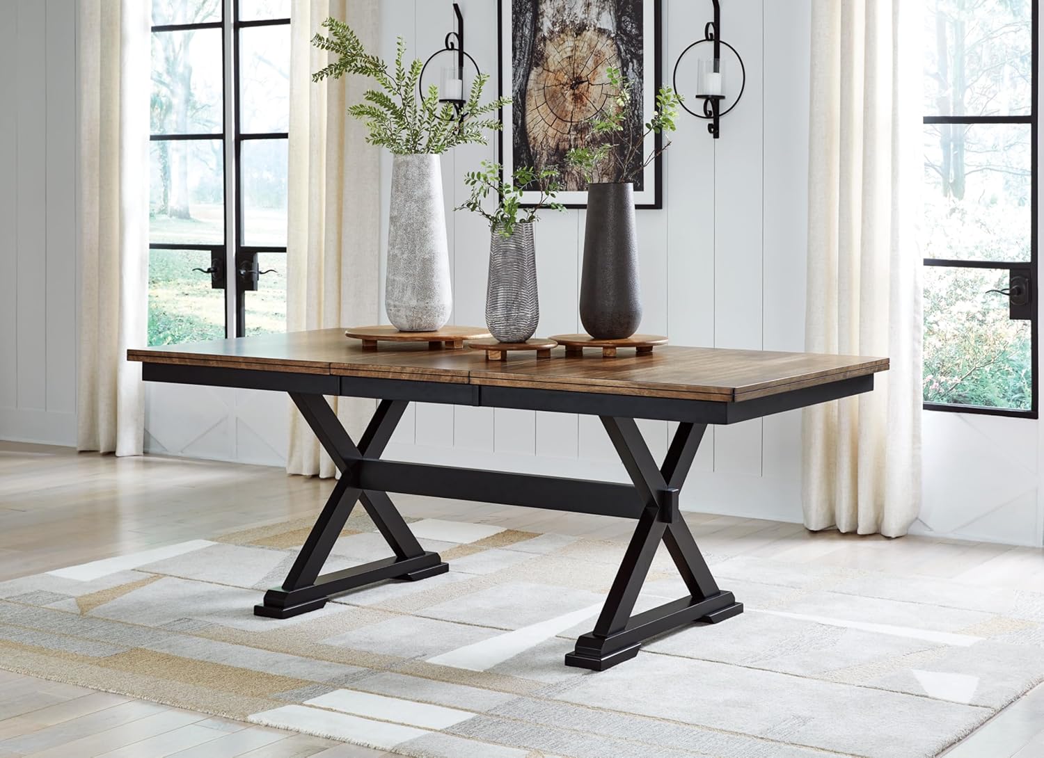 Signature Design by Ashley Wildenauer Dining Extension Table, 78" W x 40" D x 30" H, Black & Dark Brown O936