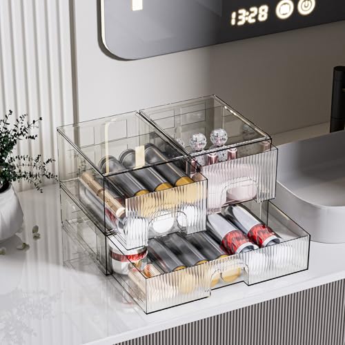 ZHIAI 3 Pack Clear Stackable Acrylic Cosmetic Organizer with Drawers N472