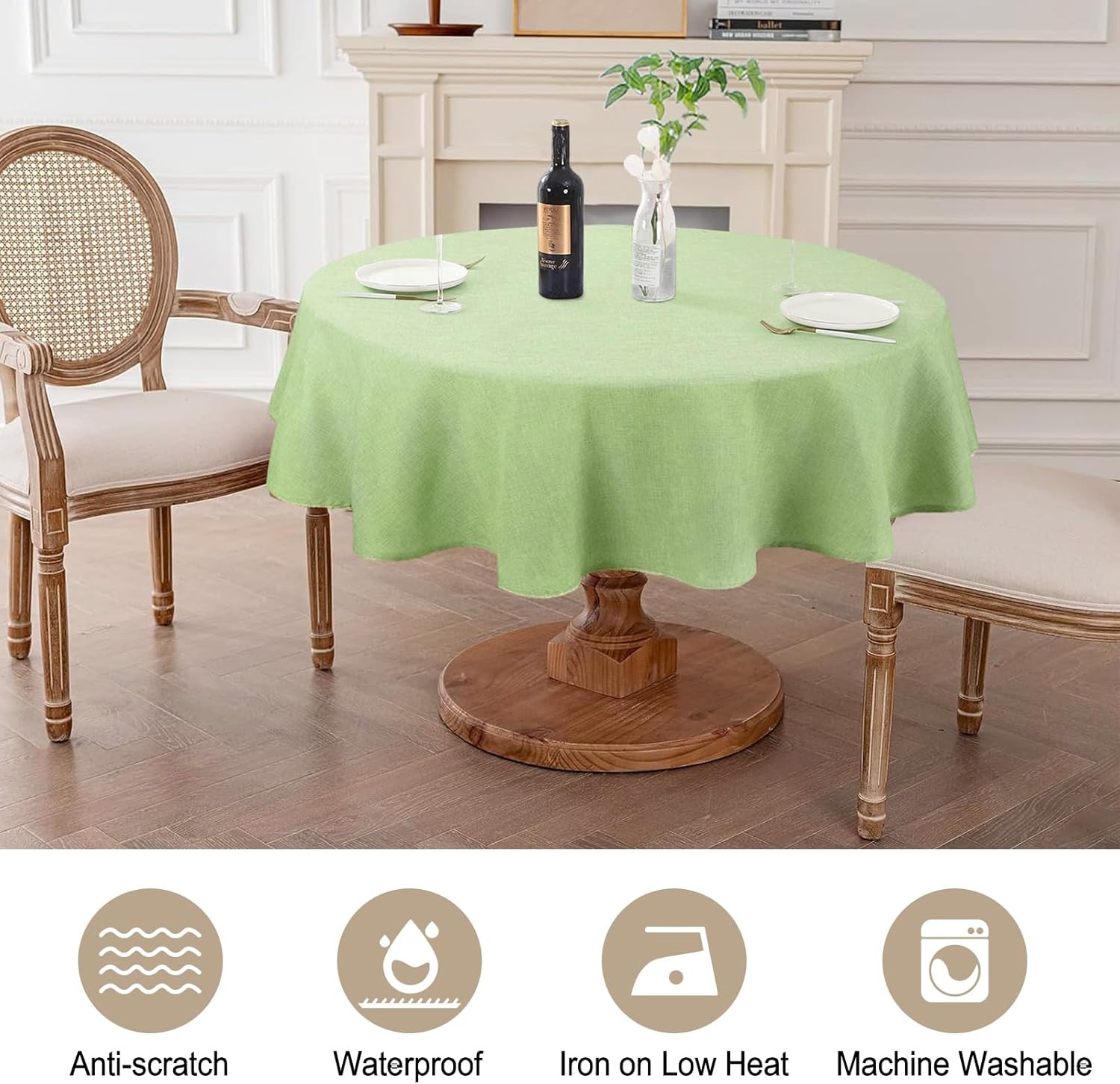 Textured 50 Inch Round Waterproof Tablecloth for Dining Tables G204731