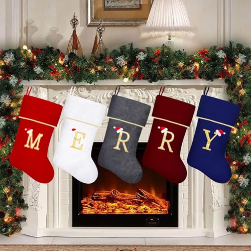 20 Inches Initial Monogram Blue Velvet Christmas Stocking with Gold Trim U394