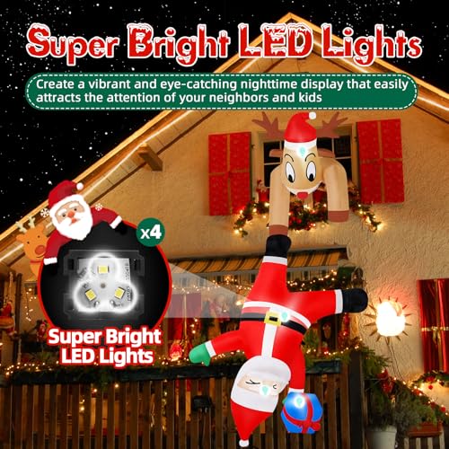 B&D 12FT Giant Christmas Inflatables Snowman Outdoor Decorations with Rotating LED Lights B36000