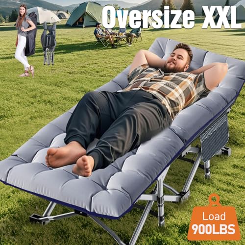 ABORON Oversized Folding Camping Cot for Adults, Double Layer 1200D, with Mat & Carrying Bag S2407