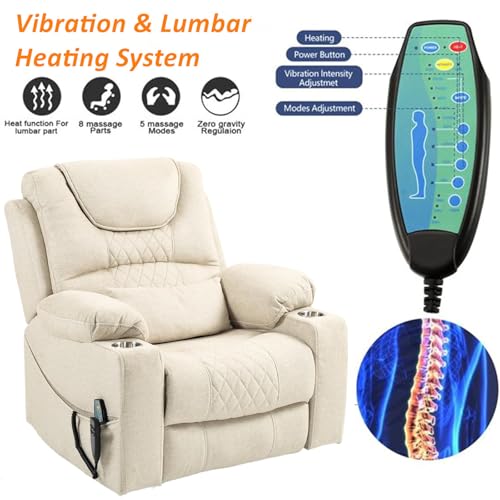 Lift Chair Recliner with Massage and Heat, Heavy Duty for Seniors, Brown V12888