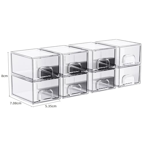 ZHIAI 3 Pack Clear Stackable Acrylic Cosmetic Organizer with Drawers N472
